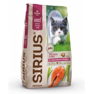 Sirius корм для взрослых кошек (Лосось и Рис)